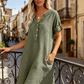 🏖️¡OFERTA IMPERDIBLE CON UN 50% DE DESCUENTO! 👗 Vestido de mujer con cuello en V y bolsillos: fresco, elegante y perfecto para el verano ☀️✨