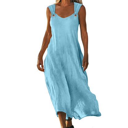 🌞💃 ¡OFERTA RELÁMPAGO 50% OFF! Vestido Largo Sin Mangas con Escote en V – Elegancia Fresca de Verano