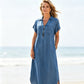 👗💙 ¡50% OFF! Vestido Largo Vaquero con Cremallera – Estilo y Comodidad Todo el Verano