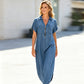 👗💙 ¡50% OFF! Vestido Largo Vaquero con Cremallera – Estilo y Comodidad Todo el Verano