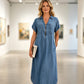 👗💙 ¡50% OFF! Vestido Largo Vaquero con Cremallera – Estilo y Comodidad Todo el Verano