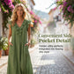 👗✨ ¡OFERTA 50% OFF! Vestido Maxi Boho para Mujer con Escote en V y Volantes – Ligero, Fresco y Elegante para Verano 💚