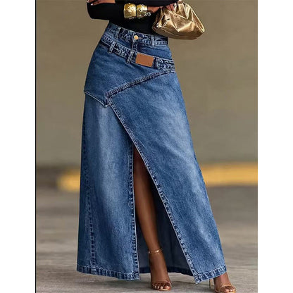 🔥✨ ¡OFERTA 50% OFF! Falda Vaquera Asimétrica de Capas – Estilo Moderno y Elegante