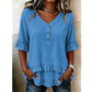 💕Women's V-Neck Top with Ruffle Hem - The Flattering You'll Reach For Every Day✨