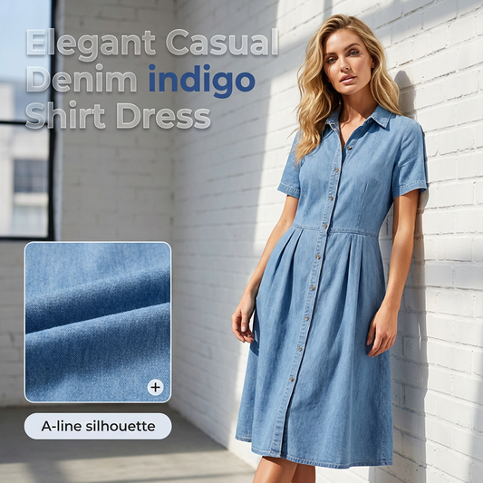 👗✨ ¡OFERTA 50% OFF! Vestido Camisero Denim – Elegancia Casual y Comodidad