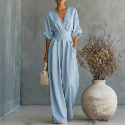 👗🔥 ¡OFERTA 50% OFF! Mono Elegante con Cuello en V – Estilo y Comodidad