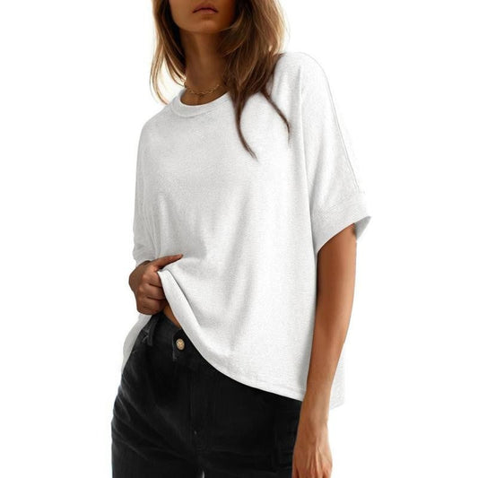 Camiseta cómoda de cuello redondo para mujer