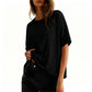 Camiseta cómoda de cuello redondo para mujer