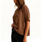 Camiseta cómoda de cuello redondo para mujer