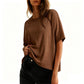 Camiseta cómoda de cuello redondo para mujer