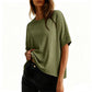 Camiseta cómoda de cuello redondo para mujer