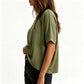 Camiseta cómoda de cuello redondo para mujer