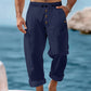 Pantalones informales de lino con cordón para hombre