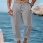 Pantalones informales de lino con cordón para hombre