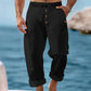 Pantalones informales de lino con cordón para hombre