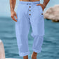 Pantalones informales de lino con cordón para hombre