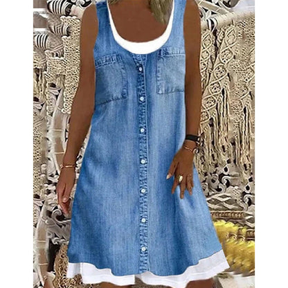 👗✨ ¡OFERTA 50% OFF! Vestido 2 Piezas Estilo Vaquero – Moda Mujer Verano