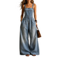 Women Summer Loose Denim Jumpsuit with Pockets