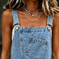 Vestido midi tipo peto de vaquero sin mangas para mujer