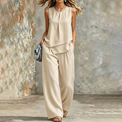👗✨Women's Asymmetric Top & Wide-Leg Pants Set – Effortless Chic Wide-Leg Style🔥