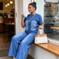 Conjunto de dos piezas de mujer: camiseta y pantalones vaqueros informales
