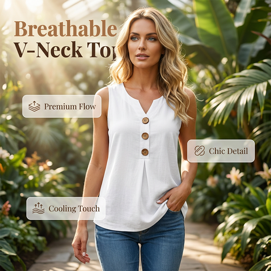 ⏰🔥 ¡50% OFF por Tiempo Limitado! 👚 Top de Verano sin Mangas con Escote en V – Fresco y Elegante ✨