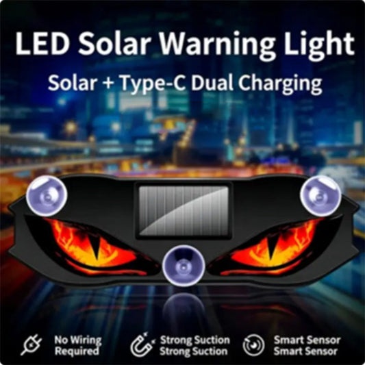 🚗✨ ¡OFERTA 50% OFF! Luz LED de Advertencia Solar para Coche – Diseño Ojo de Diablo, Sensor Inteligente y Mayor Seguridad Nocturna 🔥