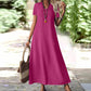 👗✨ ¡OFERTA 50% OFF! Vestido Maxi para Mujer de Manga Corta con Cuello en V – Elegante, Cómodo y Perfecto para Verano 🌸