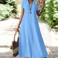 👗✨ ¡OFERTA 50% OFF! Vestido Maxi para Mujer de Manga Corta con Cuello en V – Elegante, Cómodo y Perfecto para Verano 🌸