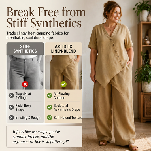 👗✨ ¡OFERTA 50% OFF! Conjunto de Mujer de 2 Piezas – Top Asimétrico + Pantalón de Pierna Ancha Elegante y Cómodo 💃