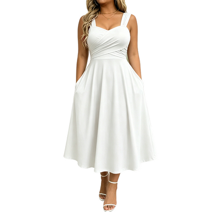 👗✨Vestido Elegante para Mujer con Cuello en V y Prácticos Bolsillos Laterales
