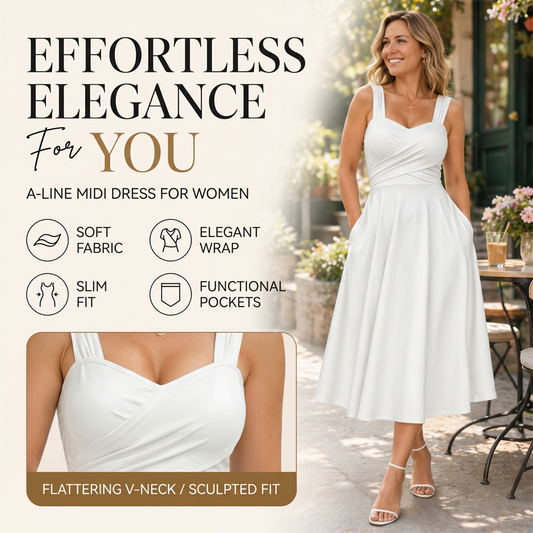 👗✨ ¡OFERTA 50% OFF! Vestido Elegante para Mujer con Cuello en V y Bolsillos Laterales – Cómodo, Favorecedor y Perfecto para Cada Ocasión 🌿
