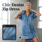 👗✨ ¡OFERTA 50% OFF! Vestido Vaquero para Mujer con Cremallera – Cómodo, Casual y Elegante para Todos los Días 💙