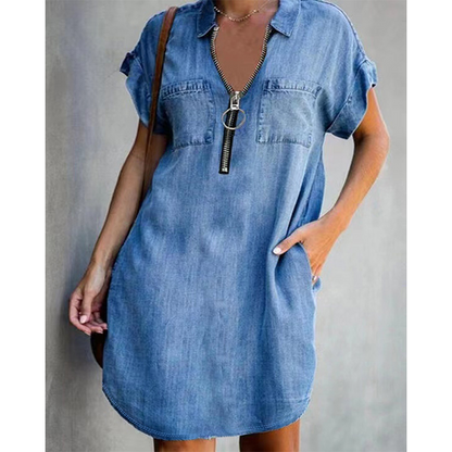 👗✨ ¡OFERTA 50% OFF! Vestido Vaquero para Mujer con Cremallera – Cómodo, Casual y Elegante para Todos los Días 💙
