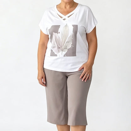 🎉 ¡TIEMPO LIMITADO 50% DE DESCUENTO! 🌸 Camiseta casual de dos piezas de dos piezas con escote en pico y pantalones cortos – Ajuste relajado y tela ✨ premium respetuosa con la piel