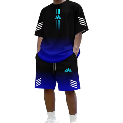 🔥⏳ ¡OFERTA 50% OFF! Conjunto Deportivo Hombre de 2 Piezas – Camiseta y Shorts Degradados Frescos, Cómodos y con Estilo Urbano ✨👕