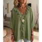 👚✨ ¡OFERTA 50% OFF! Blusa Elegante para Mujer con Escote en V y Volantes – Suave, Fluida y Perfecta para un Look Femenino 💚🌿