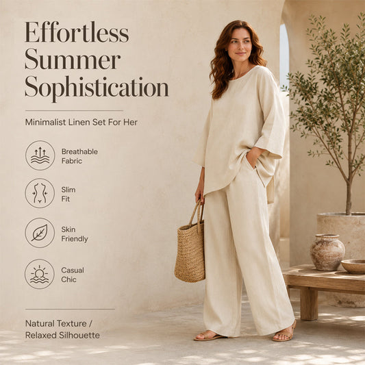 🌿✨ ¡OFERTA 50% OFF! Conjunto Casual de Dos Piezas para Mujer en Mezcla de Lino – Fresco, Cómodo y Elegante para Verano ☀️💚