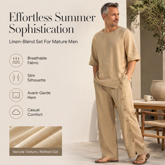 👔🌿 ¡OFERTA 50% OFF! Conjunto Casual de Camisa y Pantalón de Lino para Hombre (2 Piezas) – Fresco, Cómodo y Elegante para Verano ☀️✨