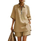 👗✨ ¡OFERTA 50% OFF! Conjunto Casual de Dos Piezas para Mujer – Top con Cremallera y Shorts a Juego, Cómodo, Fresco y Elegante para Verano ☀️💚