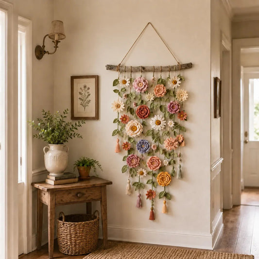 🌸🔥 ¡OFERTA 50% OFF! Colgante Mural Floral de Crochet Boho – Decoración Artesanal para Crear un Hogar Cálido y Acogedor 🏡✨