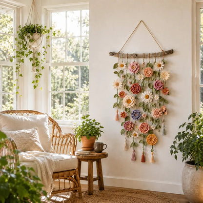 🌸🔥 ¡OFERTA 50% OFF! Colgante Mural Floral de Crochet Boho – Decoración Artesanal para Crear un Hogar Cálido y Acogedor 🏡✨