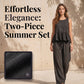 Women Casual Sleeveless Ruffle Top and Wide Leg Long Pants Set