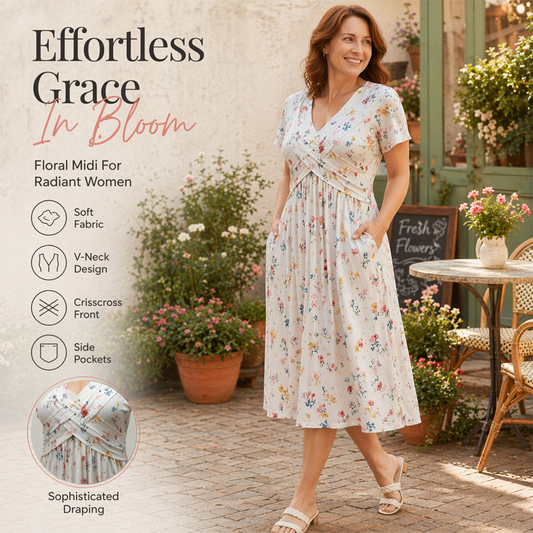 👗🔥 ¡OFERTA 50% OFF! Vestido Floral de Mujer con Escote en V – Elegante, Favorecedor y Perfecto para Cualquier Ocasión ✨