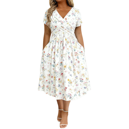 👗🔥 ¡OFERTA 50% OFF! Vestido Floral de Mujer con Escote en V – Elegante, Favorecedor y Perfecto para Cualquier Ocasión ✨