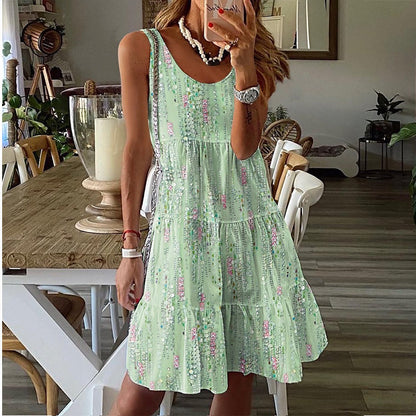 ⏰🔥 ¡OFERTA 50% OFF! 👗✨ Vestido Midi sin Mangas para Mujer con Cuello Redondo y Volantes – Elegancia Cómoda para Cada Ocasión 🌸💖