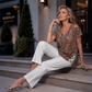 🔥 ¡OFERTA 50% OFF! 👚✨ Camiseta Holgada de Mujer con Estampado Leopardo – Estilo Moderno, Escote en V y Comodidad Todo el Día 🐆💖