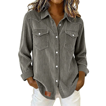 ⏰🔥 ¡OFERTA 50% OFF! 👚✨ Camisa Casual de Mujer con Botones y Bolsillos – Estilo Utilitario, Corte Relajado y Comodidad Diaria 💖