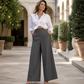 ⏰🔥 ¡OFERTA 50% OFF! 👖✨ Pantalones de Pierna Ancha de Cintura Alta para Mujer – Diseño con Ribete de Contraste, Elegancia y Comodidad Todo el Día 💃