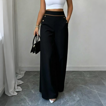 ⏰🔥 ¡OFERTA 50% OFF! 👖✨ Pantalones de Pierna Ancha de Cintura Alta para Mujer – Diseño con Ribete de Contraste, Elegancia y Comodidad Todo el Día 💃
